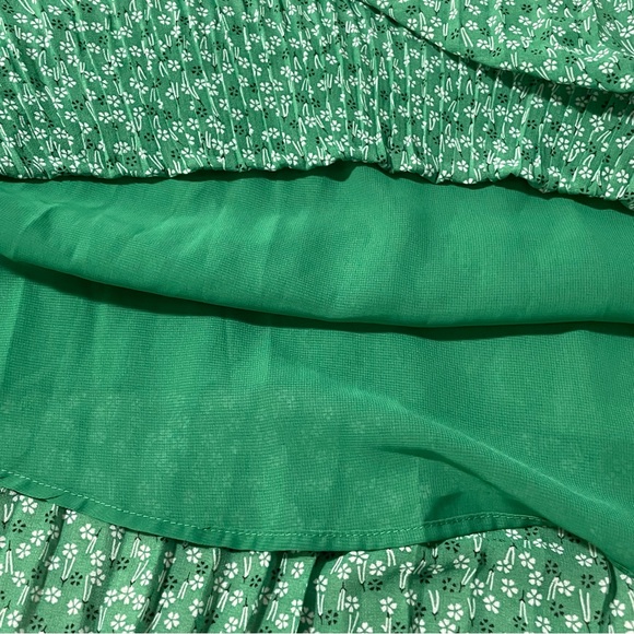 Mango Pleated Green Tiny Floral Dress - Picture 6 of 10